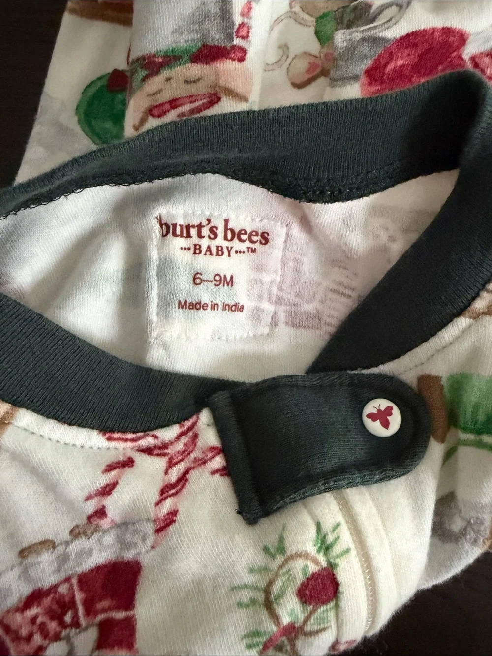 Burt’s Bees Holiday Print Footie 6-9M